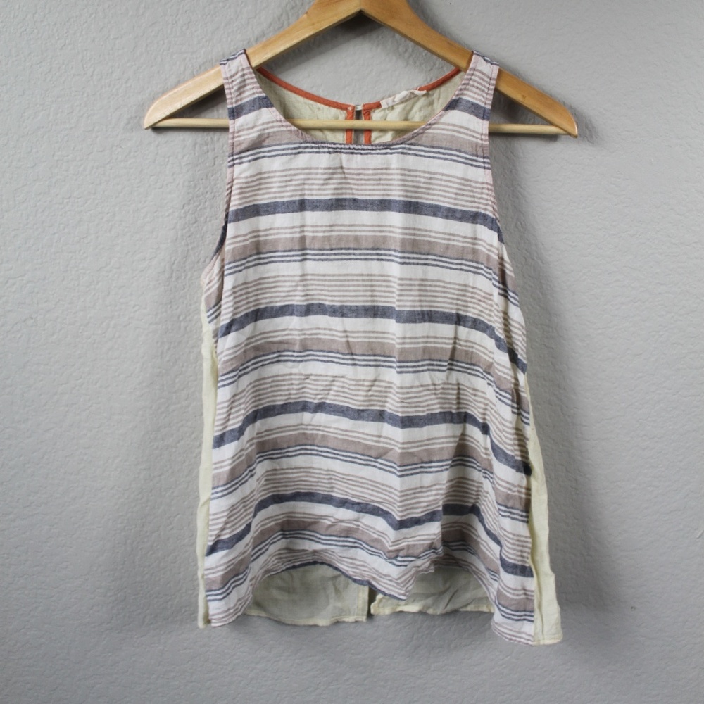 Hem and Thread Faded Striped Split Back Tank